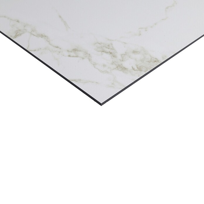 Protector de pared de cocina Marble (L x An x Es: 60 cm x 60 cm x 3 mm, Blanco/Gris, Aluminio) | BAUHAUS