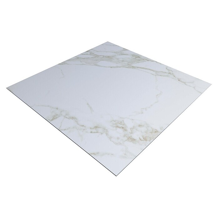 Protector de pared de cocina Marble (L x An x Es: 60 cm x 60 cm x 3 mm, Blanco/Gris, Aluminio) | BAUHAUS