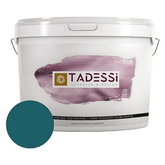 Tadessi Wandfarbe Petrol - Grün, Matt, 5 l - TADESSI Wandfarbeimer in Petrolblau, ultramatte Ausführung.