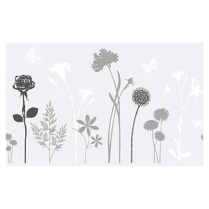 D-c-fix Static Premium Glasfolie Static Premium (150 x 45 cm, Grau/Weiß, Blossom, Statisch haftend)