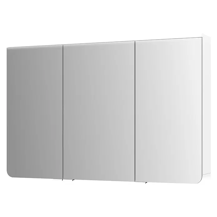 Jokey LED-Spiegelschrank Xanto - B x H: 100 x 66,2 cm, Holz, Weiß - Weißer Spiegelschrank mit drei Türen und integrierter Oberbeleuchtung. Unten abgerundete Ecken.