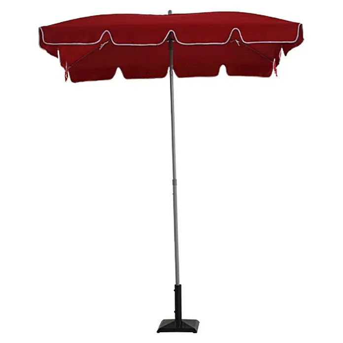 Sunfun Balkonschirm Messina II - Chili, Bespannungsmaß (L x B): 180 x 120 cm - Roter Sonnenschirm mit weißer Bordüre, ideal für den Garten oder die Terrasse.