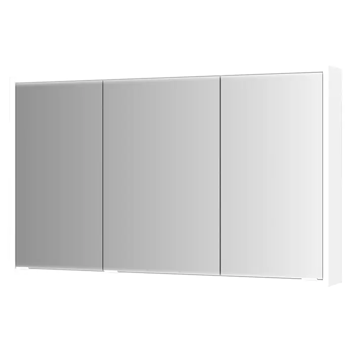 Jokey LED-Spiegelschrank Batu - B x H: 120 x 71,4 cm, Holz, Weiß - Weißer Schrank mit drei Spiegeltüren.