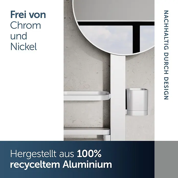 Ideal Standard Alu+ Ablagespiegel - B x H: 600 x 717 mm, Silber - Weißes Badzubehör aus 100% recyceltem Aluminium, chrom- und nickelfrei, an der Wand montiert.