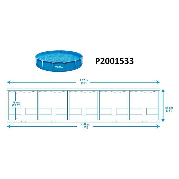 Piscina Frame Summerwaves (Ø x Al: 457 x 84 cm, Azul, 12.000 l) | BAUHAUS