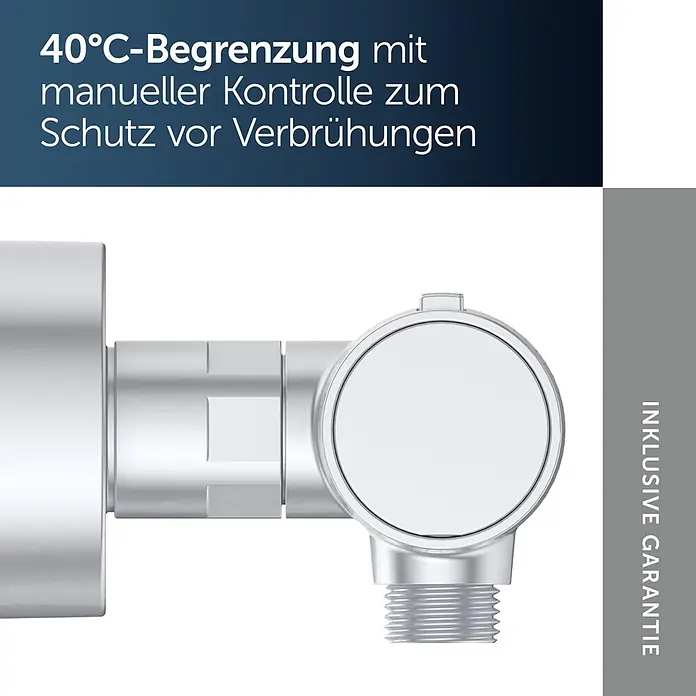 Ideal Standard Alu+ Thermostatarmatur Ceratherm - Breite: 292 mm, Silber - Verchromter Temperaturbegrenzer mit manueller Steuerung und Gewindeanschluss zum Verbrühungsschutz.