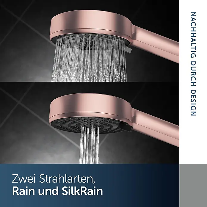 Ideal Standard Alu+ Handbrause Ideal Rain - Durchmesser: 10 cm, Rosé - Roségoldener Duschkopf mit zwei Strahlarten: Rain und SilkRain.