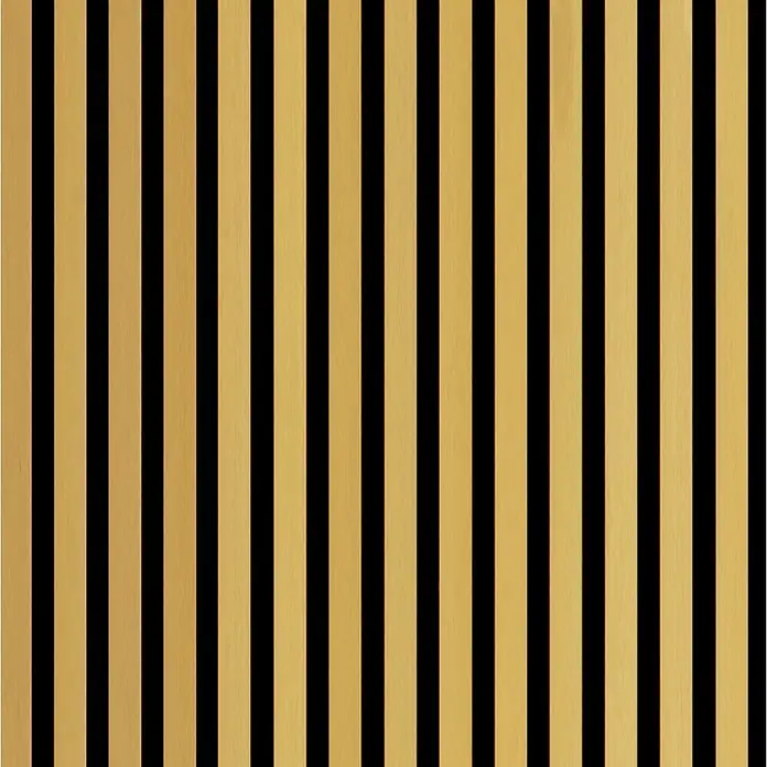 FN Neuhofer Akustikpaneel Aluminium Eloxiert - Gold, L x B x S: 2.400 x 565 x 19 mm - Vertikale goldene und schwarze Lamellenwandverkleidung.