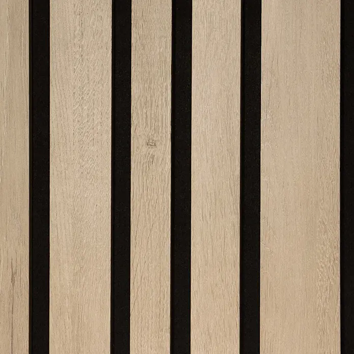 CanDo Akustikpaneel Blend - Eiche Natur, 2.600 x 300 x 17 mm, 2 Stk. - Akustikpaneel aus hellen Holzleisten mit schwarzem Filz.