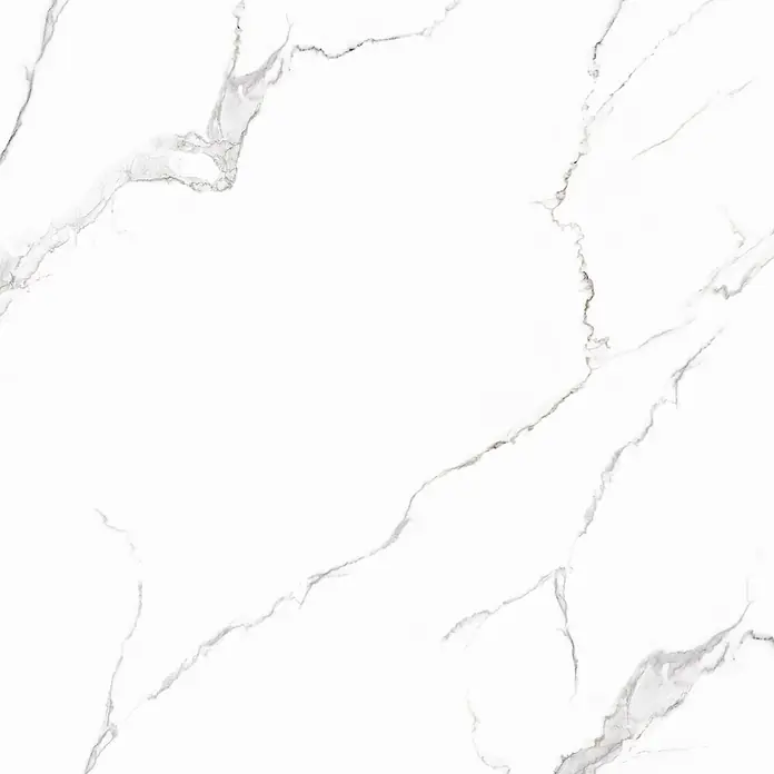 Wandpaneel Marble Venet - 260 cm x 90 cm x 4 mm, Weiß - Weißer Marmor mit eleganten, fließenden grauen und hellbraunen Adern.