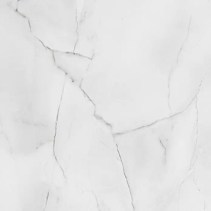 Wetwall Wandpaneel Elite - 16 x 242 cm, Athena Marble, Abgerundete Kante - Elegante weiße Marmorstruktur mit subtilen grauen Äderungen.