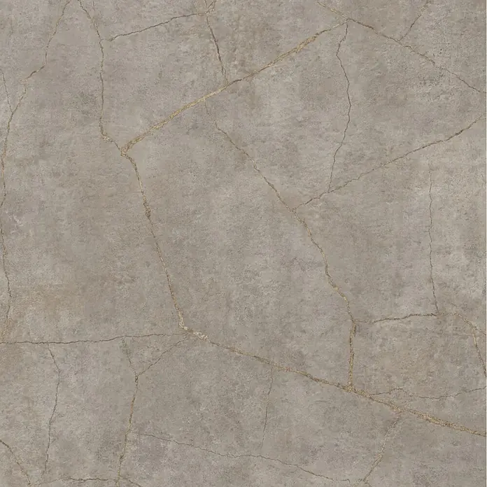 Wetwall Wandpaneel Elite - 120 x 242 cm, Gold Stone, Abgerundete Kante - Graue Fliese in Betonoptik mit feinen goldenen Adern, die an Kintsugi erinnern.
