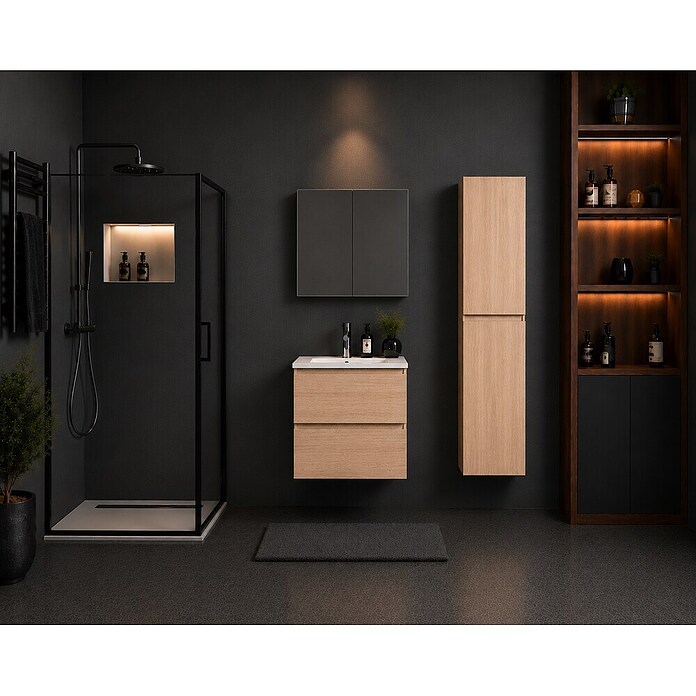 Nortiq Living Badmeubelset Brazil (Met spiegelkast, Totale breedte badmeubel: 61 cm) | BAUHAUS