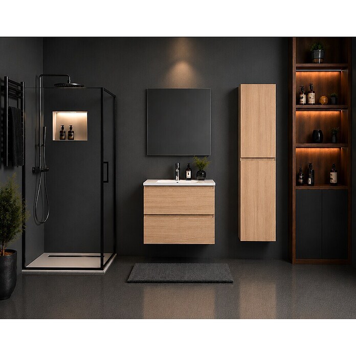 Nortiq Living Badmeubelset Brazil (Met spiegel, Totale breedte badmeubel: 81 cm) | BAUHAUS