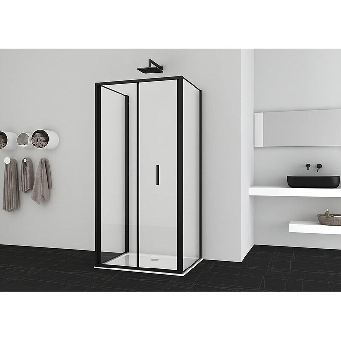 Sanotechnik Zložljiva vrata za tuš kabino Slim Line  (90 x 200 cm, Črna, Vgradne dimenzije: 88-92 cm) | 3673 - Falttür | DADB - Duschabtrennungen | DAD - Badausstattung | DA - Badausstattung/Bäderwelt | D - Sanitär | BAUHAUS