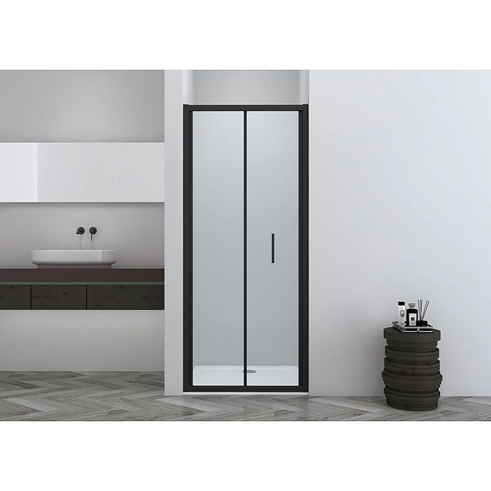 Sanotechnik Zložljiva vrata za tuš kabino Slim Line  (90 x 200 cm, Črna, Vgradne dimenzije: 88-92 cm) | 3673 - Falttür | DADB - Duschabtrennungen | DAD - Badausstattung | DA - Badausstattung/Bäderwelt | D - Sanitär | BAUHAUS