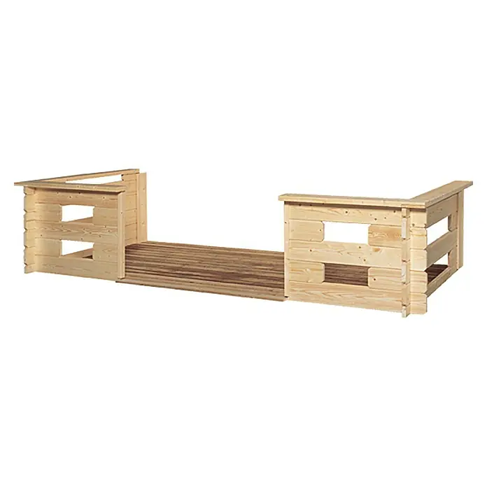 Kiehnholz Terrasse - Holz, Grundfläche: 4,5 m² - Ein hölzernes Hochbeet aus unbehandeltem Holz. Ideal für Gärten oder Terrassen, um Gemüse und Kräuter anzubauen. Robust und langlebig.