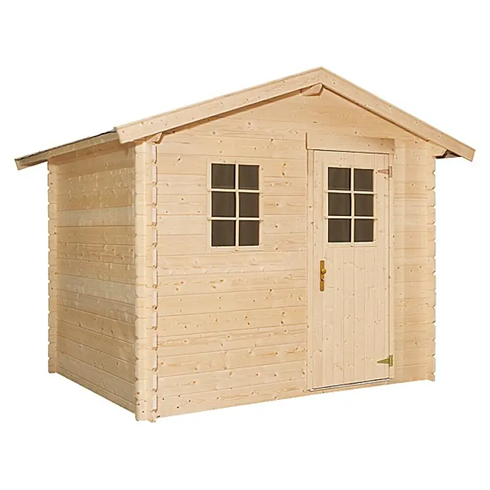 Kiehnholz Gartenhaus Kopenhagen 2 - Außenmaß inkl. Dachüberstand (B x T): 310 x 213 cm, Holz, Natur - Ein helles Holzgartenhaus mit Fenster und Tür. Ideal für die Aufbewahrung von Gartengeräten oder als gemütlicher Rückzugsort im Garten.