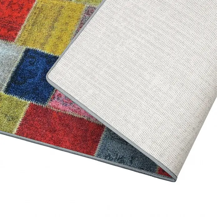 Teppichläufer Monsano - Bunt, 250 x 80 cm, 100 % Polyamid - Mehrfarbiger Patchwork-Teppich mit gemusterter Oberseite und texturierter rutschfester Unterseite.