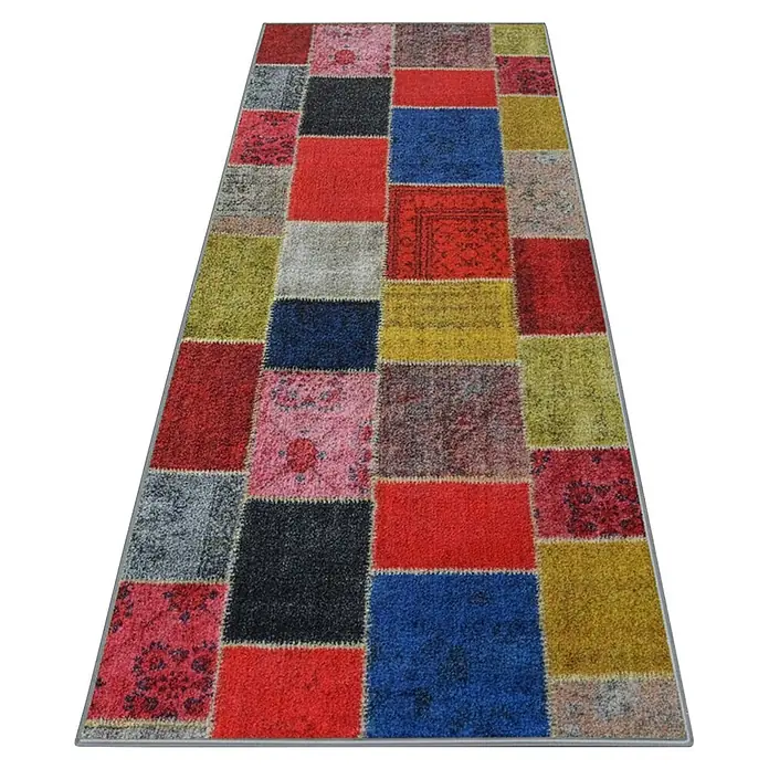 Teppichläufer Monsano - Bunt, 250 x 80 cm, 100 % Polyamid - Mehrfarbiger Patchwork-Läufer.