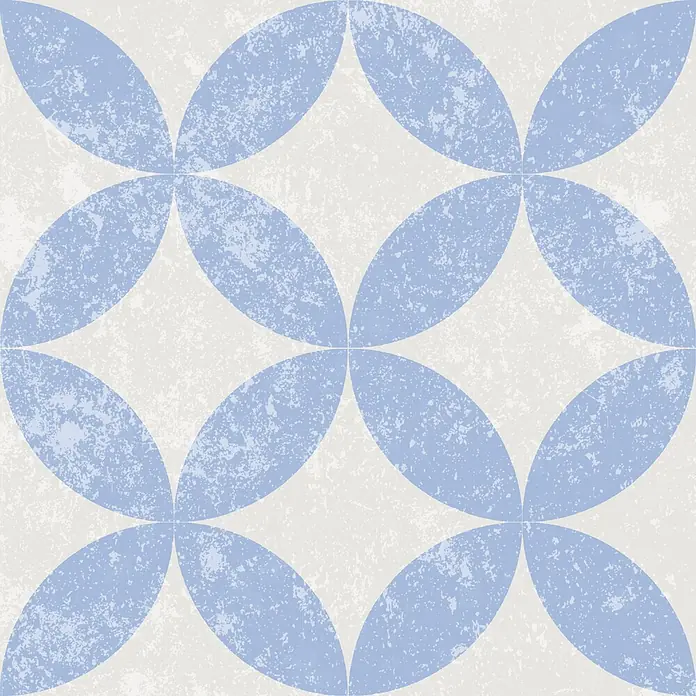 Feinsteinzeugfliese Casablanca - 20 x 20 cm, Loop, Matt - Strukturierte blau-graue Fliese mit ineinandergreifendem Kreismuster.