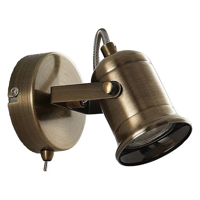 Lindby Wandstrahler Anze - messing / gold, messing / gold, GU10 - Wandmontierter Strahler aus antikem Messing mit verstellbarem Kopf und Zugschalter.