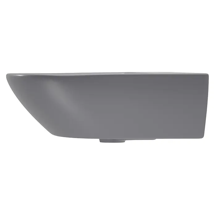 Sanicomfort Waschbecken Rivo - B x L: 60 x 45 cm, Ohne Spezialglasur, Hahnloch: Mitte, Mit Überlauf, Grau, Matt - Elegantes graues wandhängendes WC- oder Bidetbecken.
