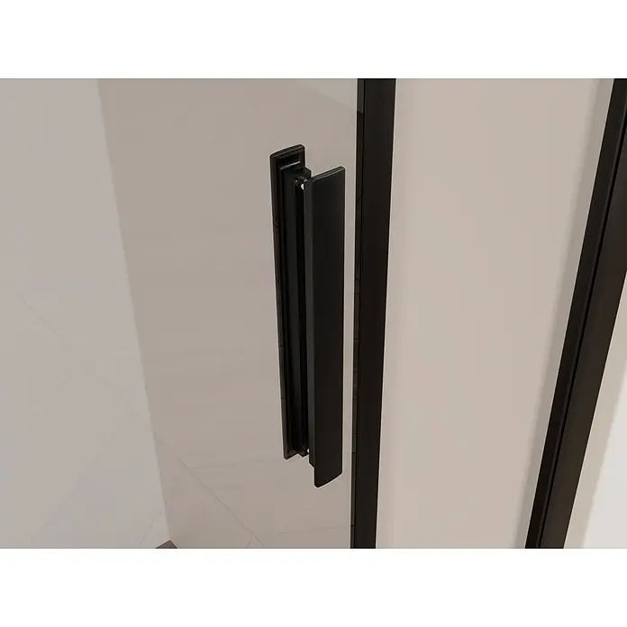 i-flair Dusch-Schiebetür DTNADINEC160BL - 160 x 200 cm, Schwarz, Beschichtet, 8 mm - Schwarzer moderner Duschgriff und Rahmen an Klarglas.