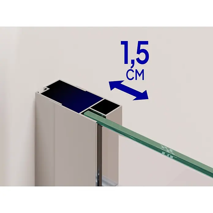 Nischenschiebetür 118,5-120 cm - Höhe: 200 cm, aus durchsichtigem 6 mm Sicherheitsglas -  - Verstellbares Wandprofil für Duschwand mit Glaseinsatz, 1,5 cm Verstellbereich.