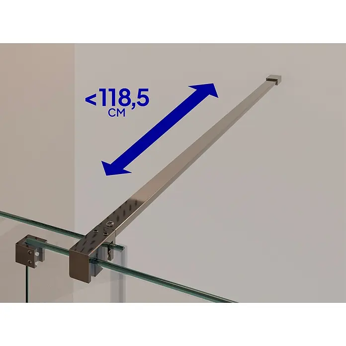 i-flair Dusch-Schiebetür DTNADINEC130CH - Silber, Beschichtet, 8 mm - Metall-Duschstabilisierungsstange, bis zu 118,5 cm verstellbar, stabilisiert eine Glaswand.