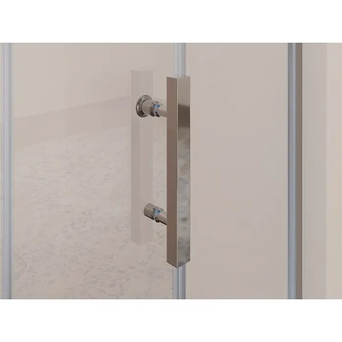 Nischenschiebetür 98,5-100 cm - Höhe: 200 cm, aus durchsichtigem 6 mm Sicherheitsglas -  - Rechteckiger Duschgriff aus poliertem Chrom an Klarglas montiert.