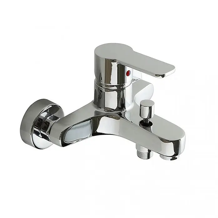 Kiamami Valentina Badewannenarmatur - Silber - Glänzende Chrom-Einhebel-Duscharmatur mit Umstellknopf und Brauseschlauchanschluss.