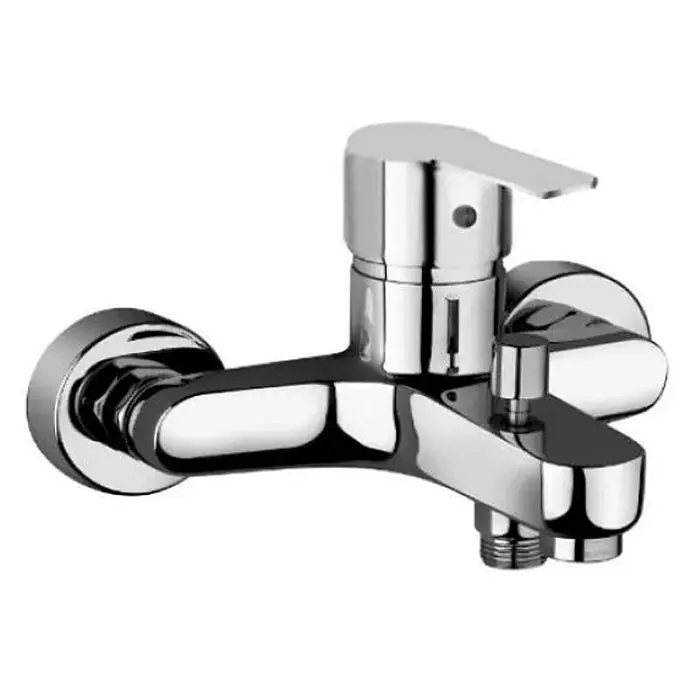 Kiamami Valentina Badewannenarmatur - Silber - Verchromter Einhebel-Wannen- und Brausemischer mit Umsteller und Wandmontage.
