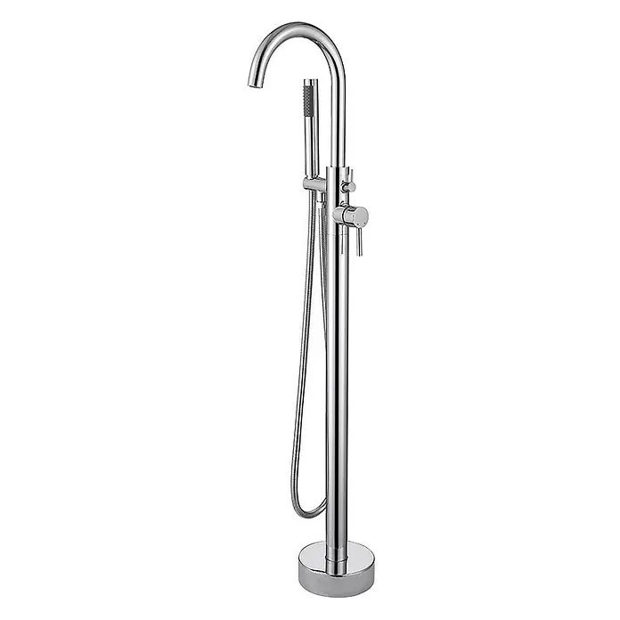 Kiamami Valentina Badewannenarmatur - Silber - Polierter Chrom-Standarmatur für Badewannen mit gewölbtem Auslauf und integrierter Handbrause.