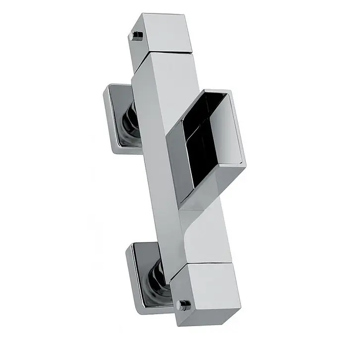 Kiamami Valentina Badewannenarmatur - Silber - Moderner, verchromter Wand-Duschmischer mit geometrischem Quadratdesign und offenem Auslauf.