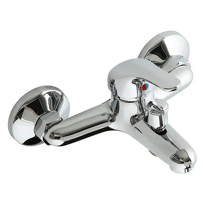 Kiamami Valentina Badewannenarmatur - Silber - Glänzende Chrom-Badewannenarmatur mit Einhebelmischer und Umstellknopf für die Dusche.
