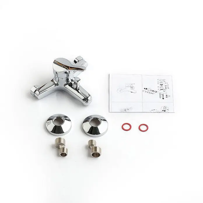 Kiamami Valentina Badewannenarmatur - Silber - Verchromtes Badarmaturen-Set mit zwei Wandrosetten, Gewindeadaptern, O-Ringen und Anleitung.