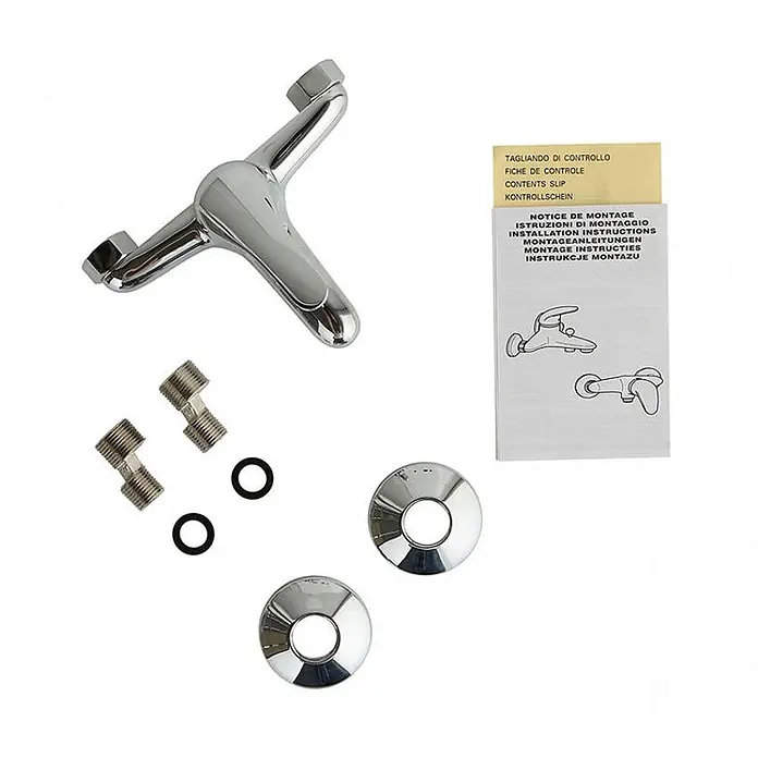 Kiamami Valentina Badewannenarmatur - Silber - Verchromter Wasserhahn mit Gewindeanschlüssen, Dichtungen, Rosetten und Montageanleitung.