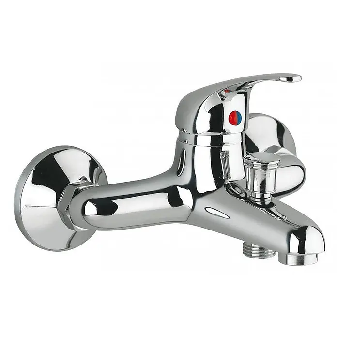 Kiamami Valentina Badewannenarmatur - Silber - Wandmontierte Bad-/Duscharmatur aus poliertem Chrom mit Einhebelgriff und Umstellknopf.