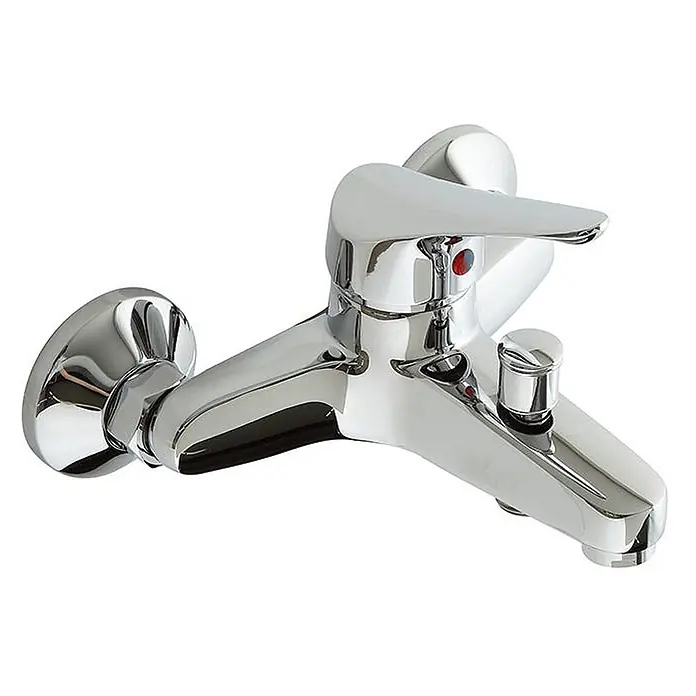 Kiamami Valentina Badewannenarmatur - Silber - Glänzende, verchromte Einhebel-Armatur für Badewanne oder Dusche mit Umstellknopf.