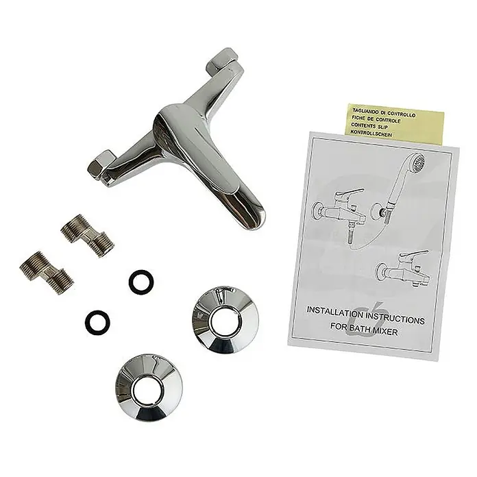 Kiamami Valentina Badewannenarmatur - Silber - Verchromte Badarmatur mit S-Anschlüssen, O-Ringen, Rosetten und Bedienungsanleitung.