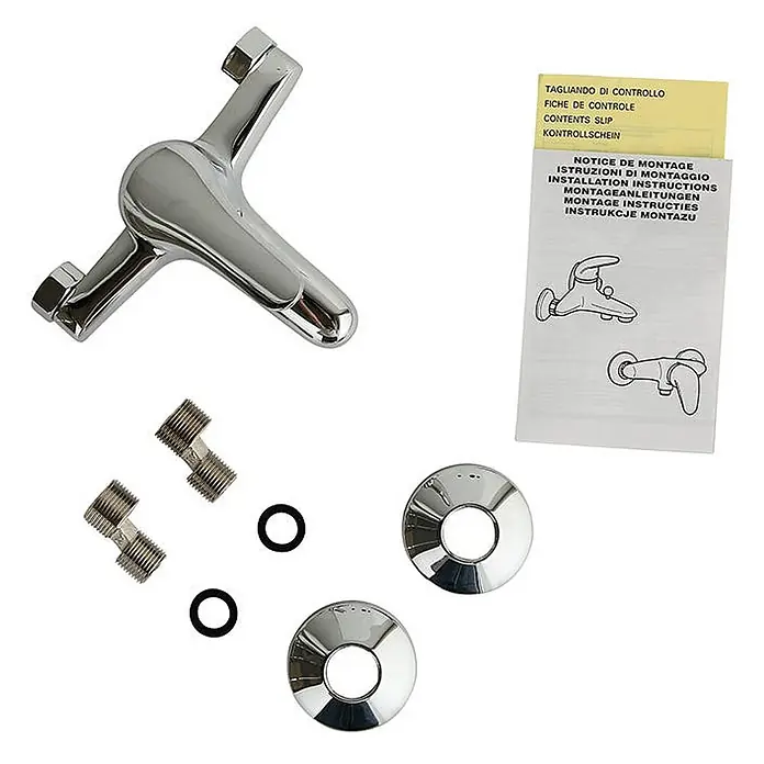 Kiamami Valentina Badewannenarmatur - Silber - Verchromter Badewannenarmatur mit zwei S-Anschlüssen, O-Ringen, Rosetten und Montageanleitung.
