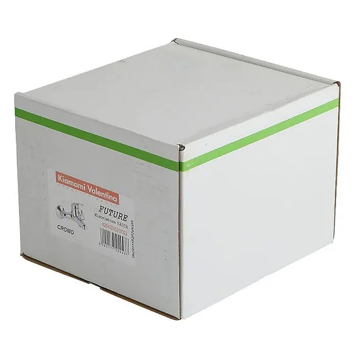 Kiamami Valentina Badewannenarmatur - Silber - Weiße Box mit grünem Streifen für Kiamami Valentina FUTURE Chrom-Wannenarmatur.