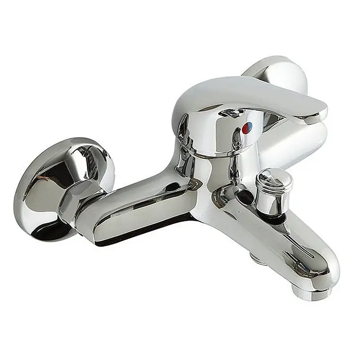 Kiamami Valentina Badewannenarmatur - Silber - Glänzender Chrom-Einhebel-Wannenmischer mit Umsteller.