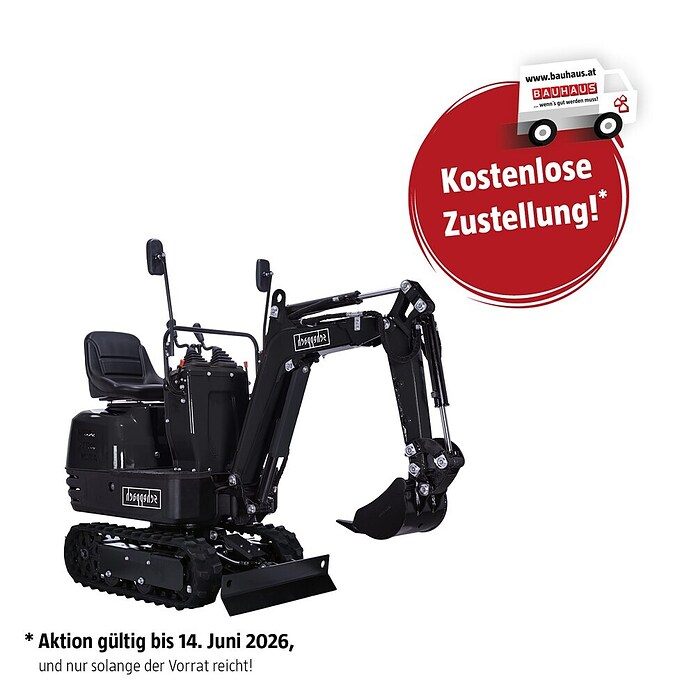 Scheppach Minibagger MIB800-BE Black Edition (8,5 PS, Benzin, Auslegerschwenkbereich: 70 °) | BAUHAUS