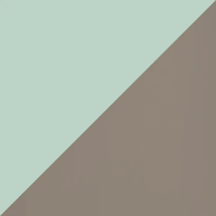 Wetwall Wandpaneel Alloy - 60 x 244 cm, Terra Grey / Seabreeze Green - Abstraktes geometrisches Design in hellem Mintgrün und warmem Taupe.