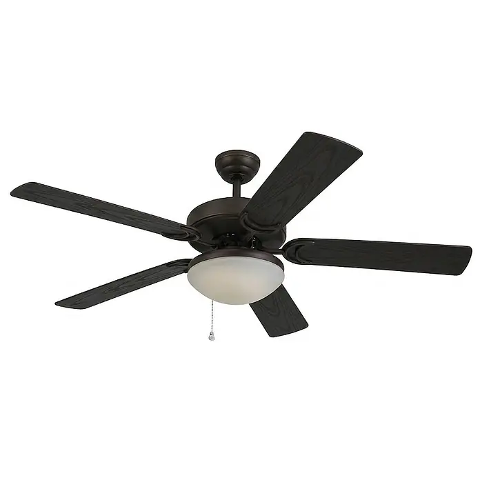Vam Deckenventilator Outdoor Deckenventilator PATIO bronze mit Leuchte - bronze, 1.320 mm, 60 W - Dunkelbronzefarbener Deckenventilator mit fünf dunklen Holzmaserungsflügeln und mattierter Glasleuchte.