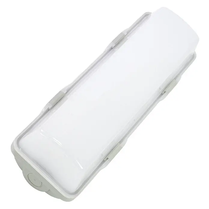 Luxula LED-Feuchtraumlichtleiste - Lichtfarbe: Neutralweiß, 6 W, IP65 - Rechteckige weiße und graue wetterfeste LED-Linearleuchte mit durchscheinender Abdeckung.