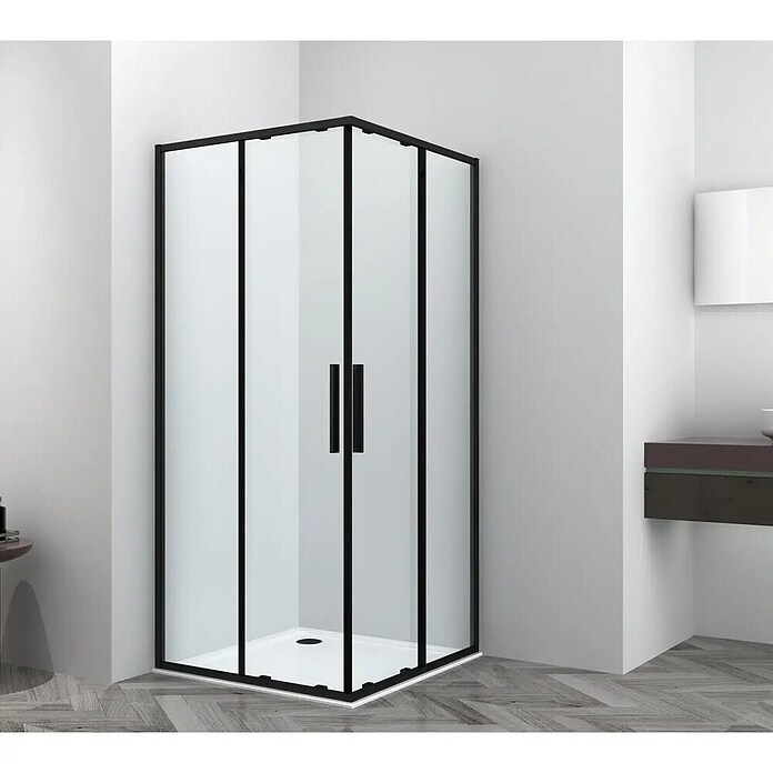 Sanotechnik Drsna vrata za tuš Slim Line  (80 x 200 cm, Črna, Vgradne dimenzije: 78–80 cm) | Tuš stene | Tuš kabine | Tuširanje | Kopalnica in sanitarije | Izdelki | BAUHAUS