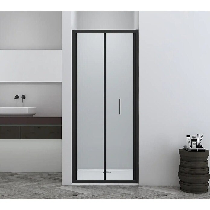 Sanotechnik Zložljiva vrata za tuš kabino Slim Line  (90 x 200 cm, Črna, Vgradne dimenzije: 88-92 cm) | 3673 - Falttür | DADB - Duschabtrennungen | DAD - Badausstattung | DA - Badausstattung/Bäderwelt | D - Sanitär | BAUHAUS